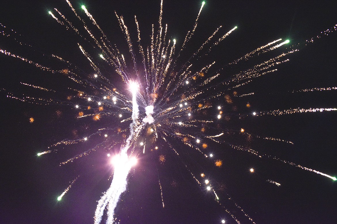 Joe Wade&#146;s fireworks explode in the sky over the Yaak River Tavern and Mercantile during the Yaak&#146;s annual Fourth of July fireworks display on Saturday, June 30. (Ben Kibbey/The Western News)