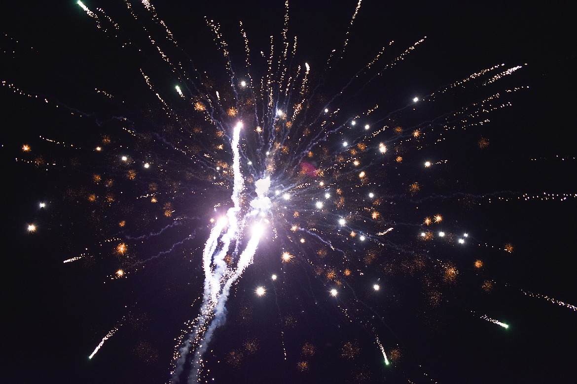 Joe Wade&#146;s fireworks explode in the sky over the Yaak River Tavern and Mercantile during the Yaak&#146;s annual Fourth of July fireworks display on Saturday, June 30. (Ben Kibbey/The Western News)