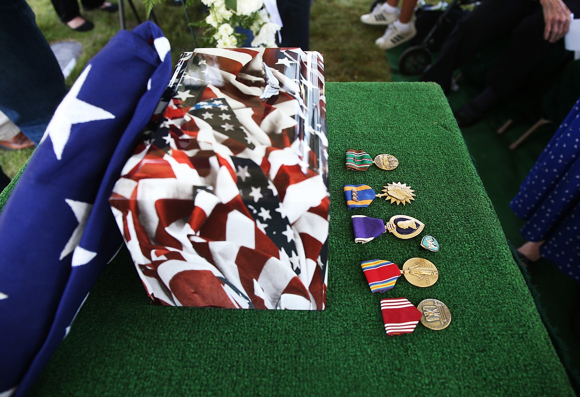 In honor of Charles Daman's service, his family was presented the Purple Heart, Air Medal with three oak-leaf clusters, the Army's Good Conduct Medal, European-African-Middle East Campaign Medal, World War II Victory Medal and the Army's Basic Aviation Crew Member Badge. (LOREN BENOIT/Press)