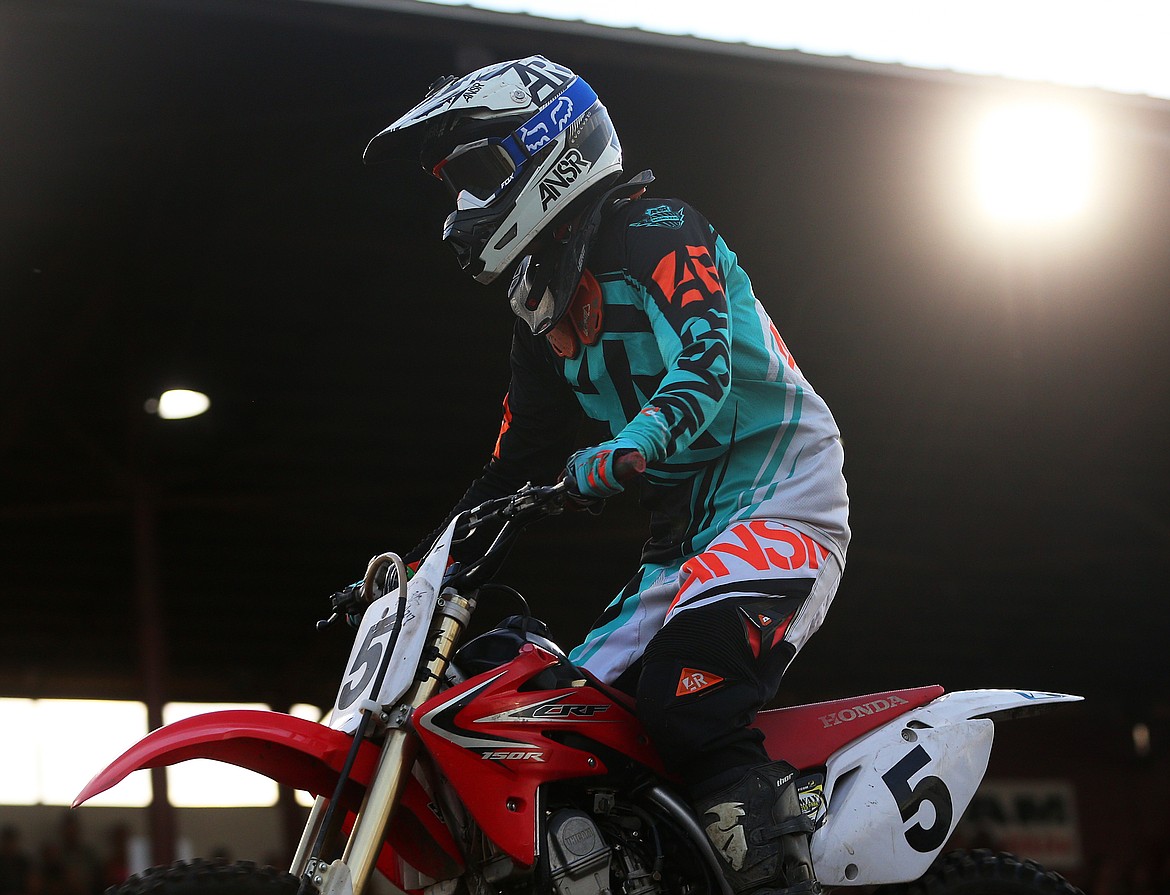 Shania Potts competes in the Women&#146;s Arenacross race last Friday night at the Kootenai County Fairgrounds.