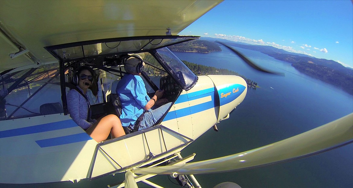 Coeur d&#146;Alene native and Auburn University student Samantha Mott took her first flight in a Super Cub over Kootenai County Thursday with Mike Kincaid piloting. (Courtesy photo)