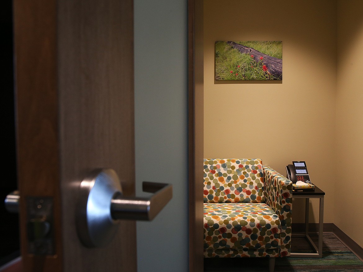 On the second floor in the new Hospice of North Idaho building are two private &quot;phone booth&quot; rooms for important conversations between employees and their patients. (LOREN BENOIT/Press)