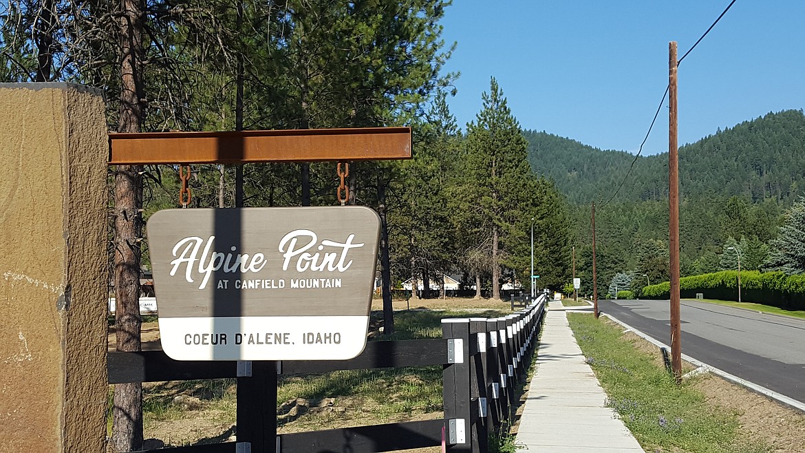 Entry into the new development, Alpine Point at Canfield Mountain, located on East Thomas Lane in Coeur d&#146;Alene.