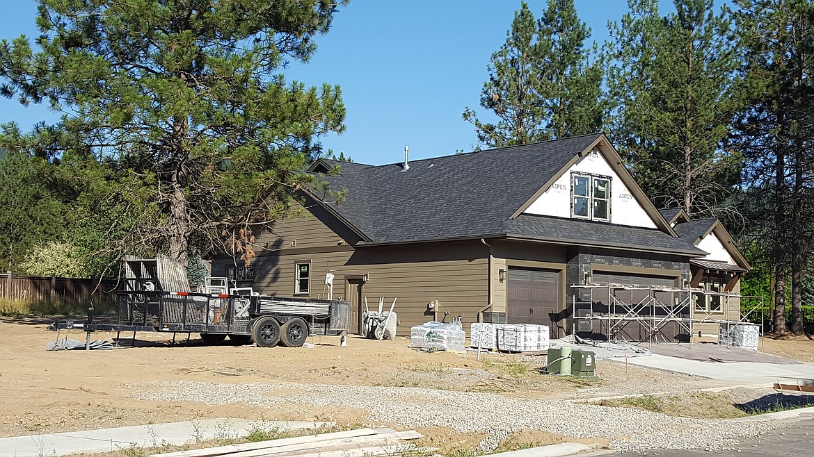 A home under construction at Alpine Point at Canfield Mountain.