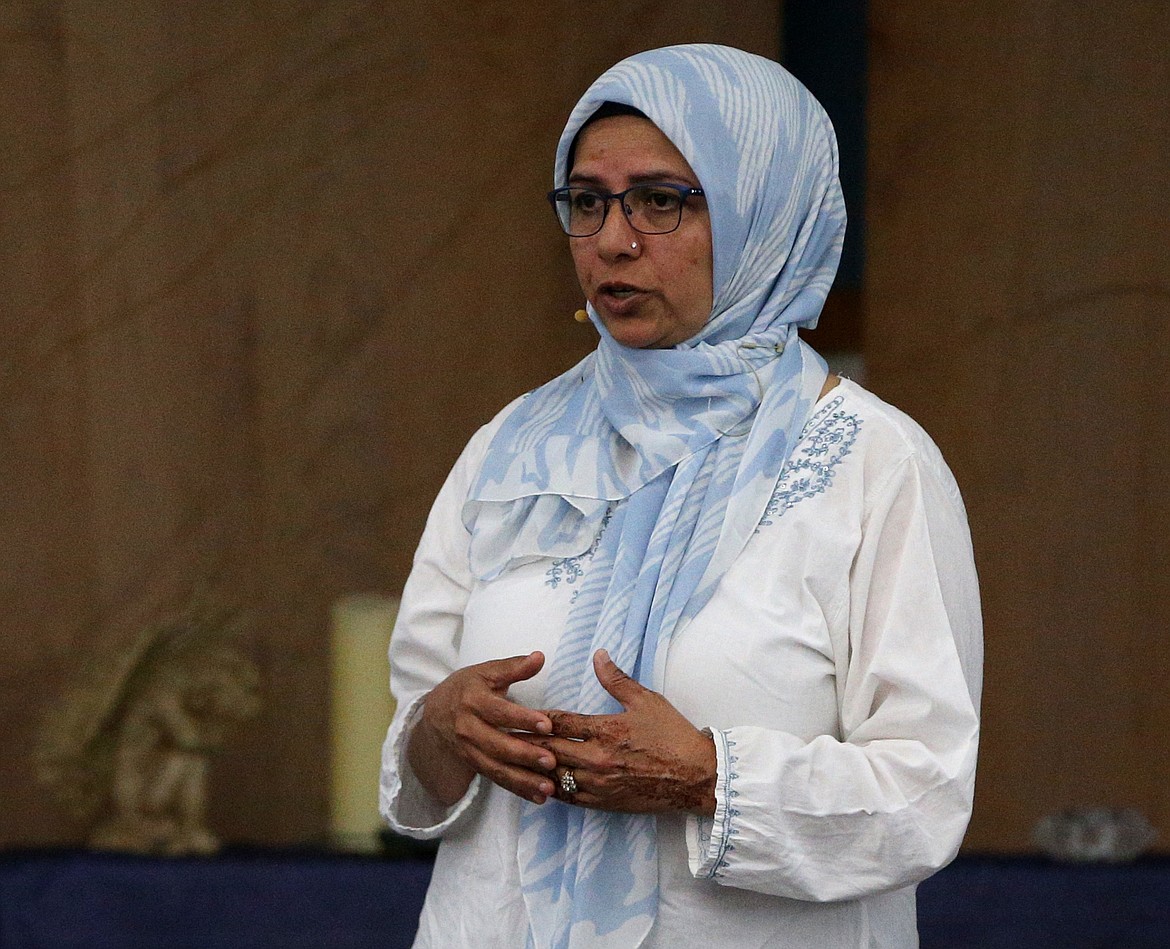 Moina Shaiq speaks about Islam, love, acceptance and humanity during a question and answer meeting with North Idaho residents Tuesday night at Unity Spiritual Center for North Idaho.

(LOREN BENOIT/Hagadone News Network)