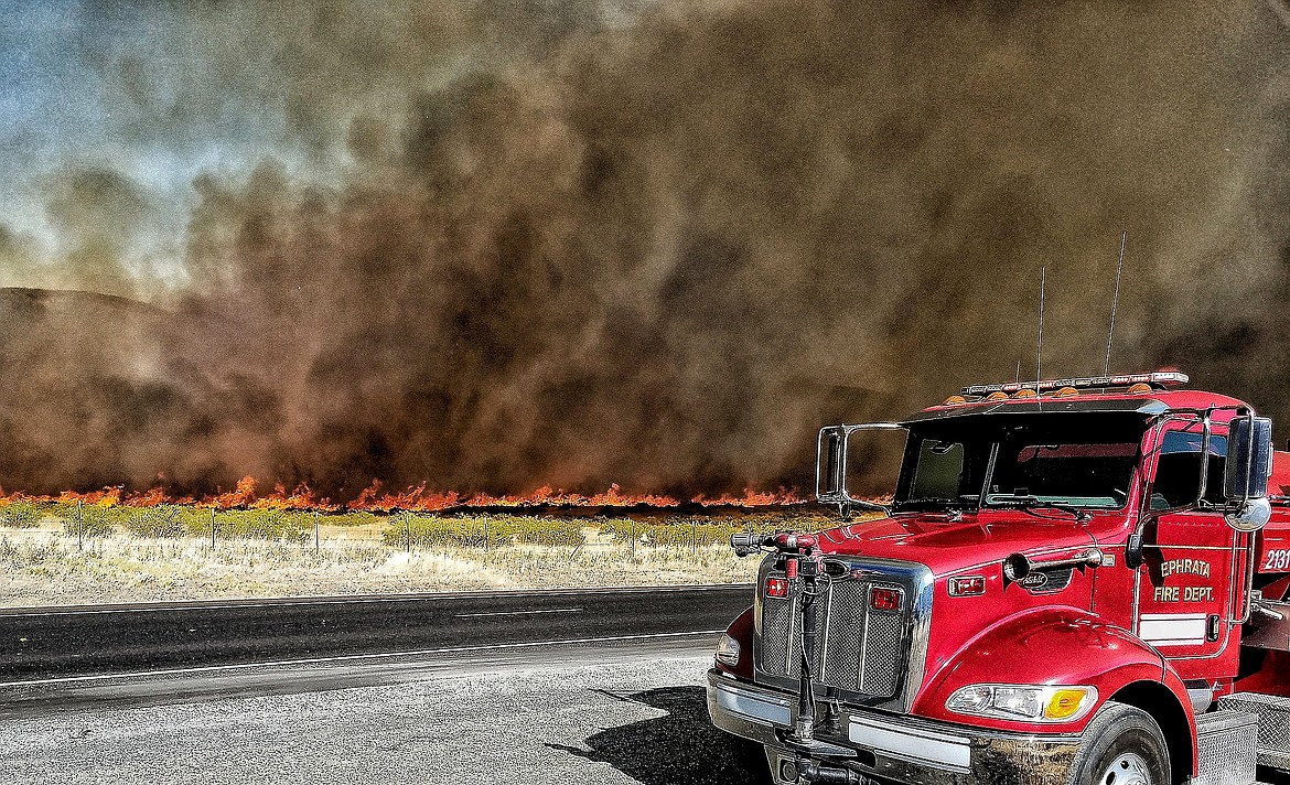 Ephrata Fire Department/courtesy photo
The Milemarker 81 Fire burns north of Soap Lake Saturday night.