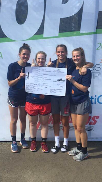 We Were On A Break, comprised of players from Coeur d&#146;Alene and Spokane, won their adult female bracket at the recent Hoopfest 3-on-3 basketball tournament in downtown Spokane. From left are Megan Dean (formerly of North Central High), Jenna Place (ex-Central Valley), Cierra Dvorak (ex-Lake City) and Bria Bowton (ex-Ferris High.). All four have played together since third grade in AAU and on traveling teams. They separated and played basketball for their respective high schools. They separated again when each of them left for college &#151; Megan Dean (Western Washington), Jenna Place (Seattle Pacific), Cierra Dvorak (North Idaho College, who recently signed a letter of intent with NCAA Division II University of Nebraska Kearney), and Bria Bowton (University of the Redlands). They took a year break from Hoopfest (hence the team name) and came back together again this year, making this the sixth time winning a bracket at Hoopfest together. They started Day 1 by beating &#147;Fresh Princesses&#148; and &#147;Shotline Bling&#148;. Day 2 was a rough battle, they said, and blood was seen in their wins against &#147;Four BS&#148; and &#147;DeJaVu&#148;. They lost in the first championship game, but came back in the &#147;if necessary&#148; game to win by a large margin against &#147;BFS.&#148;

Courtesy photo