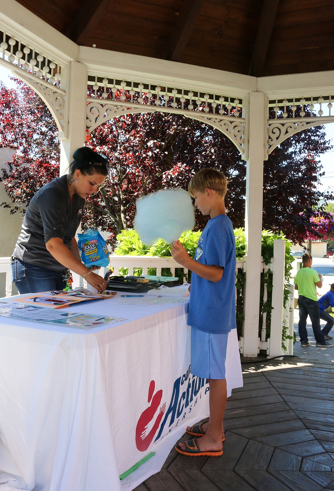 Photo by MANDI BATEMAN
Natasha Carcas from Community Action Partnership out of Lewiston handed out gift bags and information.