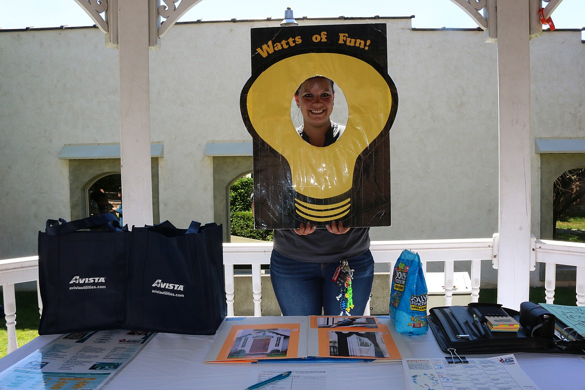 Photo by MANDI BATEMAN
Community Education Specialist Natasha Carcas having &#147;Watts of Fun&#148; at the barbecue.