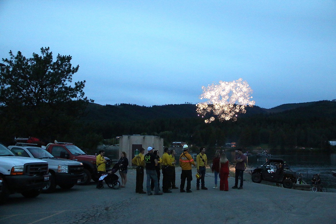 (Photo by MARY MALONE)
Emergency responders stood by at Bonner Park West on the Fourth of July as fireworks lit up the sky before the Priest River Chamber of Commerce&#146;s annual fireworks show began.