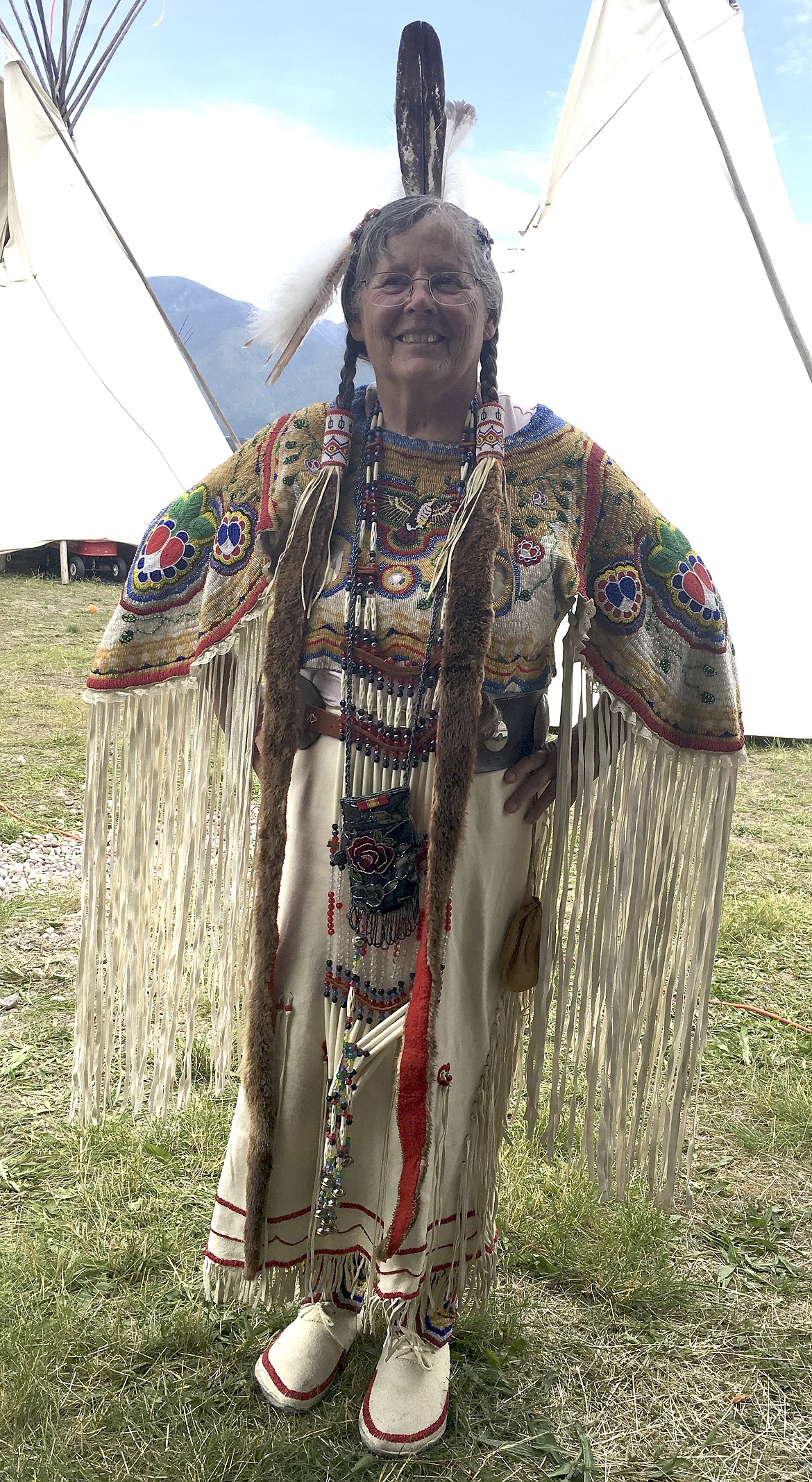 BOBBIE ORR wears regalia at the Arlee powwow. (Ashley Fox/Lake County Leader)