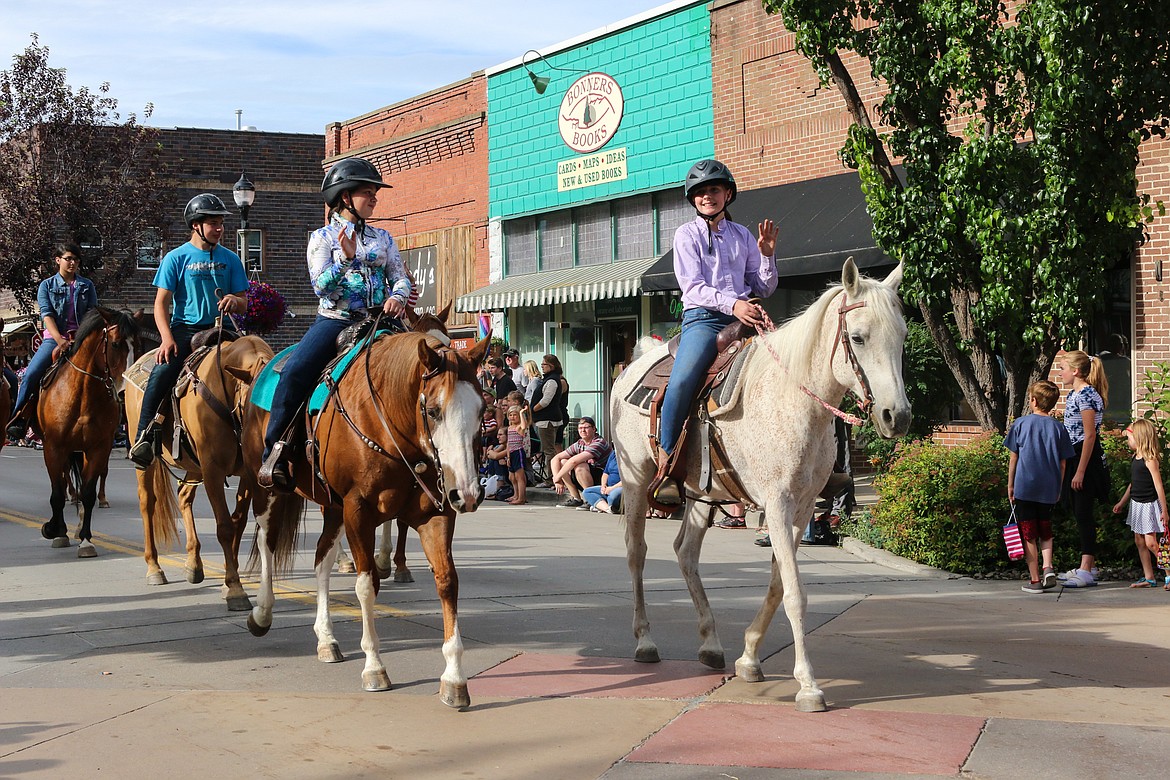 Photo by MANDI BATEMAN
Horses and happy riders take part in Bonners Ferry&#146;s Fourth of July parade down Main Street.