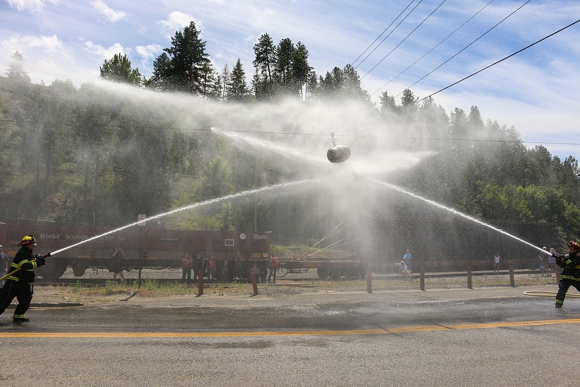 Photos by MANDI BATEMAN
The beer barrel competition was a new event at this year&#146;s Firefighter Competition and Demonstration on the Fourth of July in Bonners Ferry.