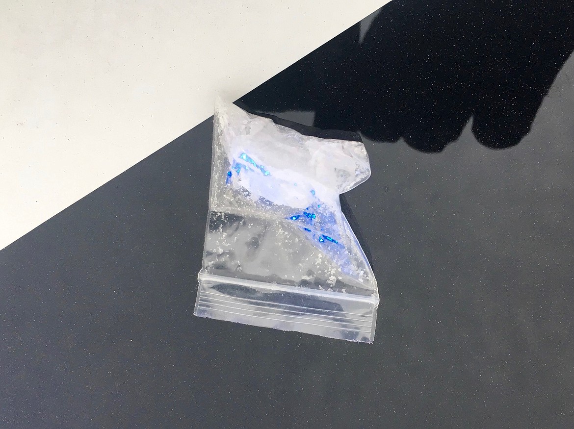 Photo courtesy of IDAHO STATE POLICE
An amount of methamphetamine that was seized by troopers in Smelterville. This specific bag was located following a traffic stop in Smelterville with the help of Idaho State Police&#146;s drug detection K9, Ace.