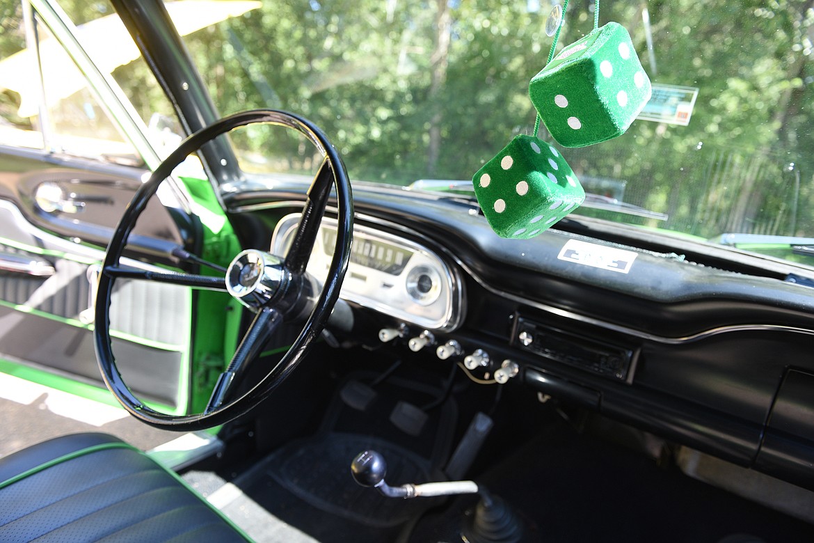 Interior of Linda Larkey&#146;s 1960 Ford Falcon at Lawrence Park in Kalispell on Friday, July 13. (Casey Kreider/Daily Inter Lake)