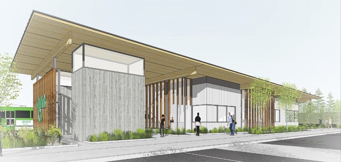 The future Riverstone Transit Center will include a controlled-access area for members of the public who have an appointment at the facility. (Rendering courtesy of ALSC Architects/Kootenai County)