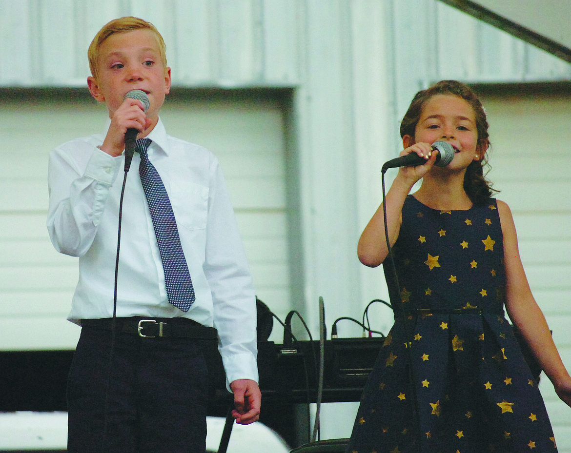 The duo of Corbin Michael Carlson and Olivia Ruffatto won the youth division title in the Mission Valley Spotlight Talent Show on Saturday evening at the Lake County Fair in Ronan.