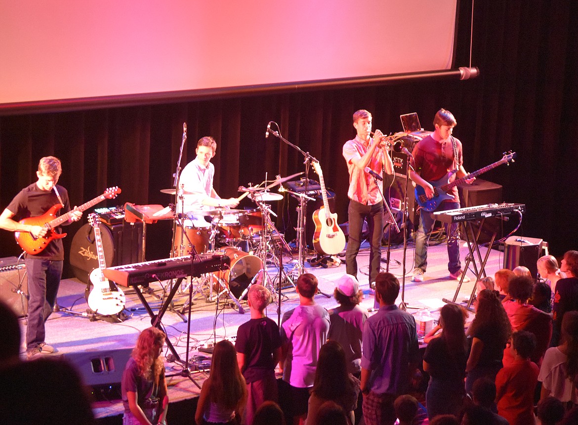 Local band Gimmic opened the Montana Music Event Wednesday night at the O&#146;Shaughnessy Center. Gimmic is a jazz fusion band made up of four recent graduates of local high schools. The event is a benefit concert to support the North Valley Music School and featured Ocean Park Standoff.  (Heidi Desch/Whitefish Pilot)