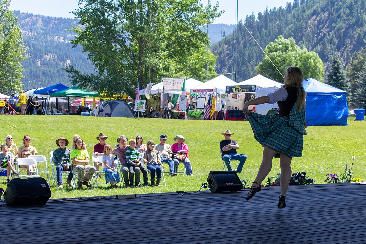 Kasey Hawkins with Lake City Highland Dance out of Coeur d&#146;Alene dances during the 2018 Kootenai Highlanders Gathering Saturday.