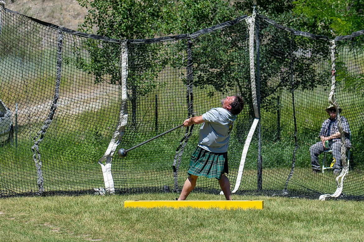 Jay Dinning from Libby said he enjoys competing in Highlander Games such as the hammer throw because of the friendly competition and camaraderie.