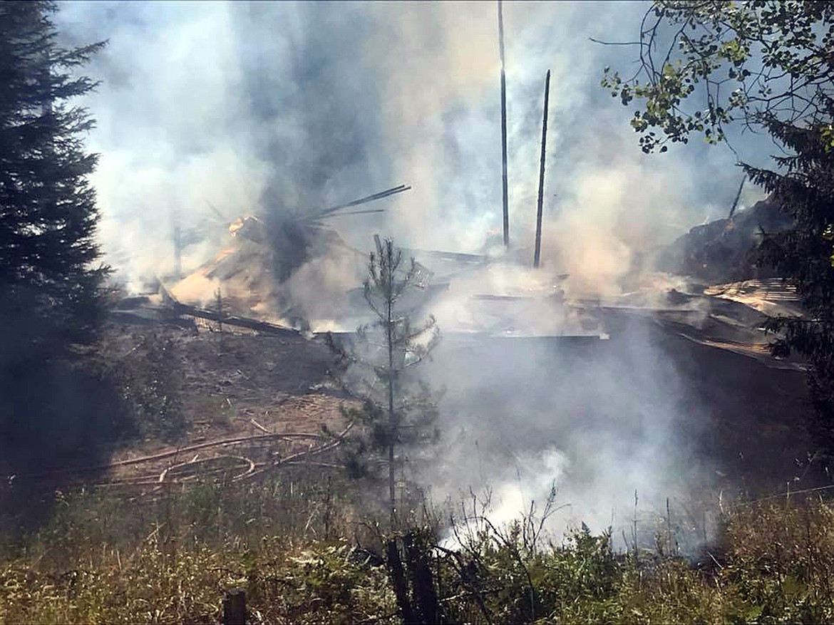 (Photo courtes SELKIRK FIRE via Facebook)A hay barn on Dockins Road in Careywood was destroyed in a fire on Friday.