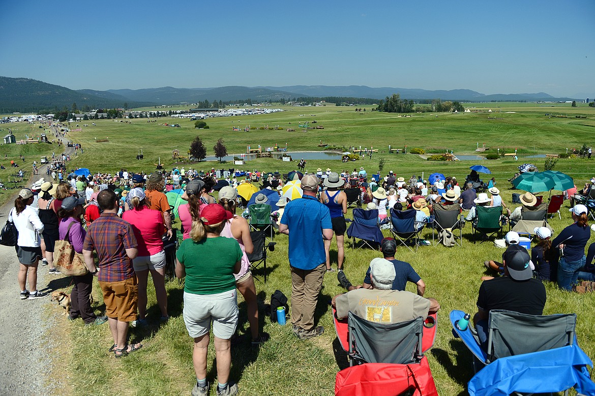 Attendees watch action on the cross-country course from Specator Hill at The Event at Rebecca Farm on Saturday. (Casey Kreider/Daily Inter Lake)