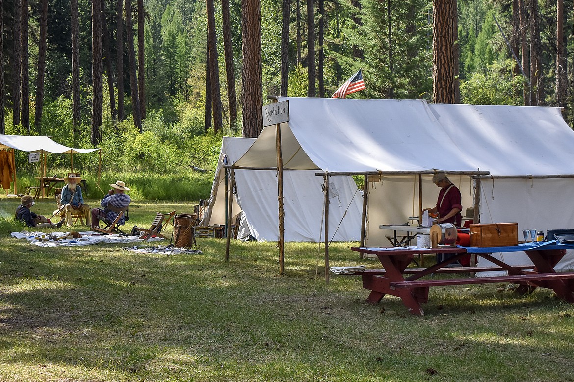 The entire camp is based on materials and supplies that would have been available during the fur trading era during the Two Rivers Rendezvous near Libby July 14. (Ben Kibbey/ The Western News)