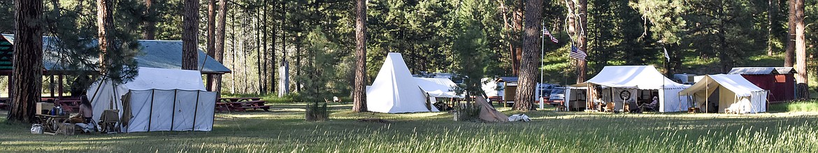 The entire camp is based on materials and supplies that would have been available during the fur trading era during the Two Rivers Rendezvous near Libby July 14. (Ben Kibbey/ The Western News)