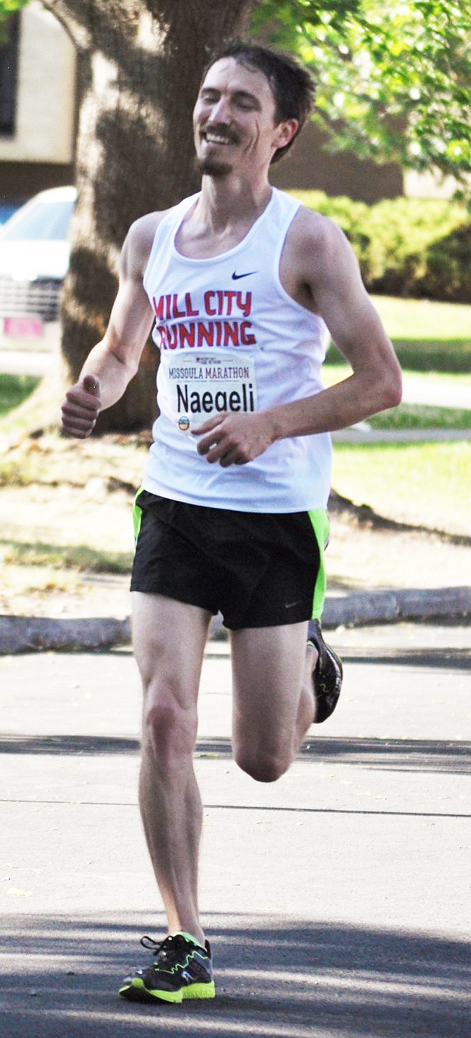 Former Thompson Falls resident Jacob Naegeli steps out during the Missoula Marathon.