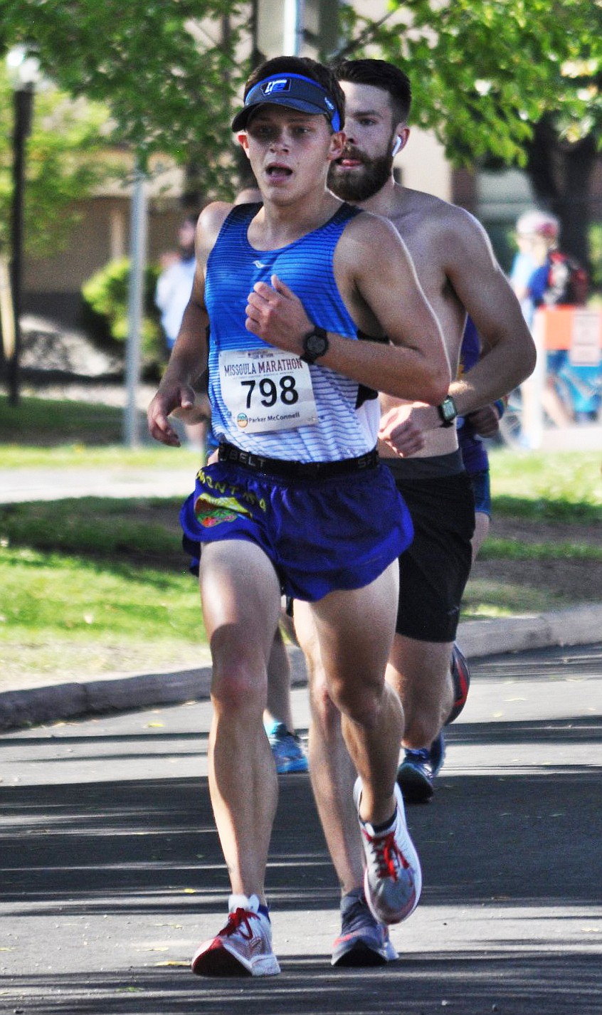 Recent Thompson Falls High graduate Parker McConnell keeps pace during the marathon.