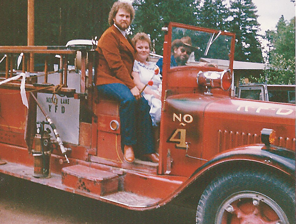 On Neil and Cindy Carlson&#146;s wedding day May 16, 1987, Mark Hale picked them up and gave them a ride in the 1929 GMC through town. &#147;It was a surprise for us from the department, we knew nothing about it,&#148; wrote Cindy in an email. &#147;We loved that old engine so much I think they wanted us to have it on our special day.&#148; (Courtesy Seeley Swan Pathfinder)