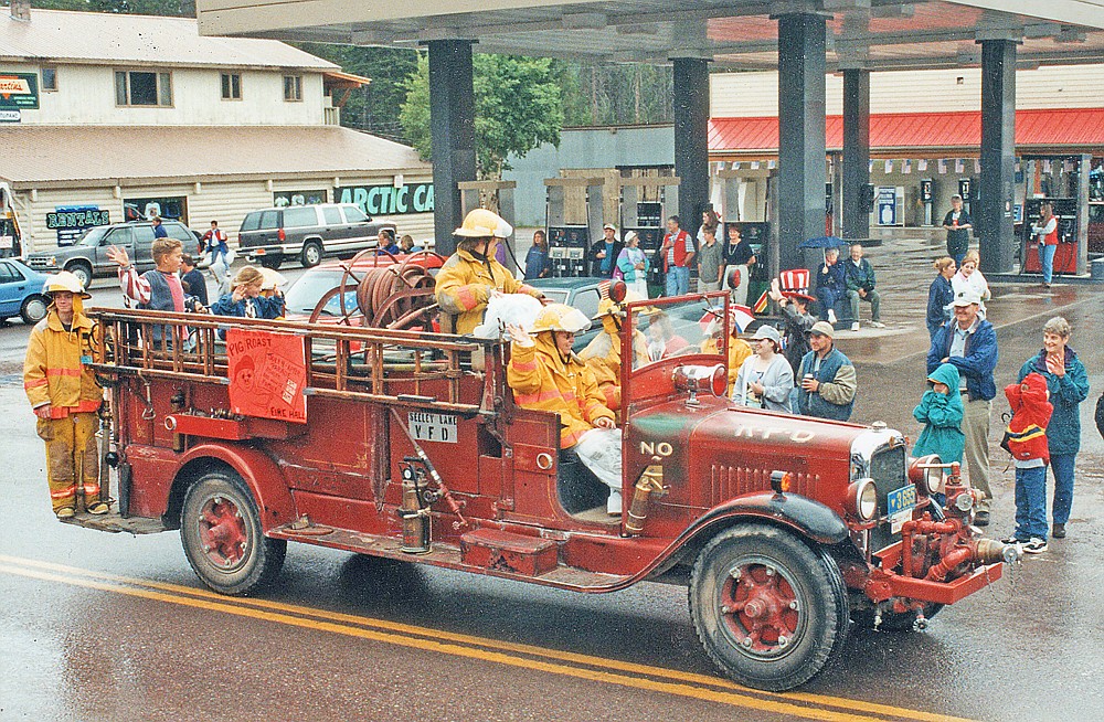 The 1929 GMC fire engine in the 1999 Seeley Lake Parade. The engine was restored in 2006 by Seeley Lake Auto Body. (Courtesy Seeley Swan Pathfinder)