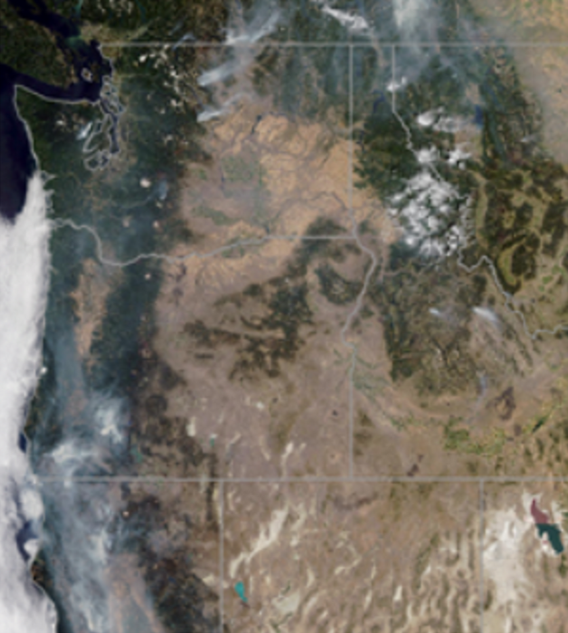 (Courtesy of IDAHO PANHANDLE NATIONAL FOREST)
Smoke from British Columbia made its way into the Panhandle Thursday, and can be seen in this satellite image recorded Thursday at 1:30 p.m.