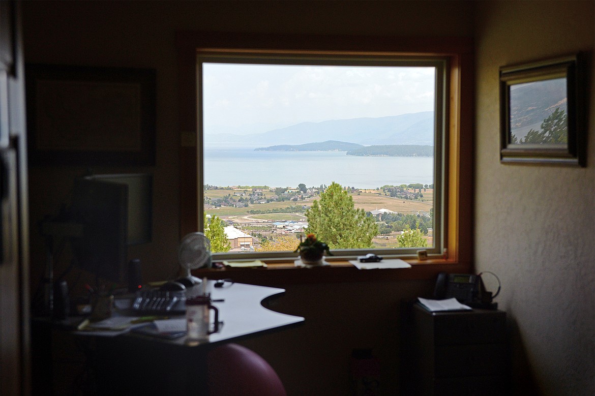 One of many office spaces at Black Mountain Software in Polson with a view of Flathead Lake on Friday, July 27. (Casey Kreider/Daily Inter Lake)