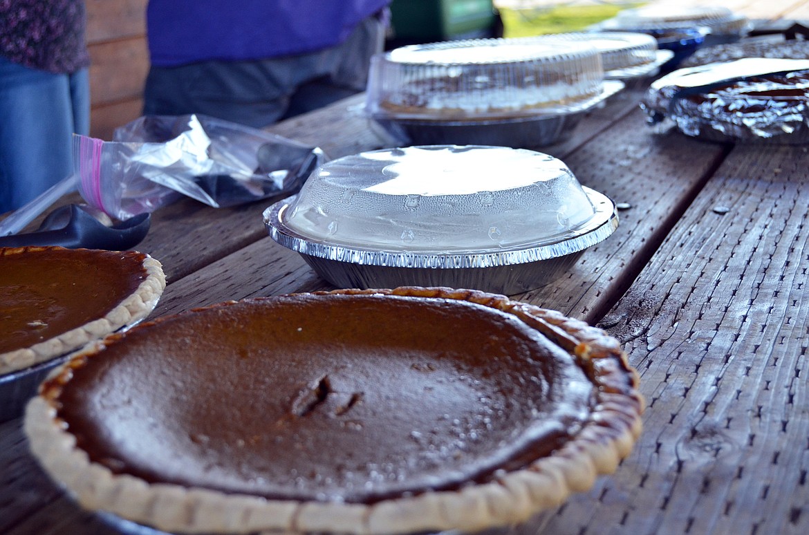 The pies went quickly during the Plains swim team fundraiser night. (Erin Jusseaume/ Clark Fork Valley Press)