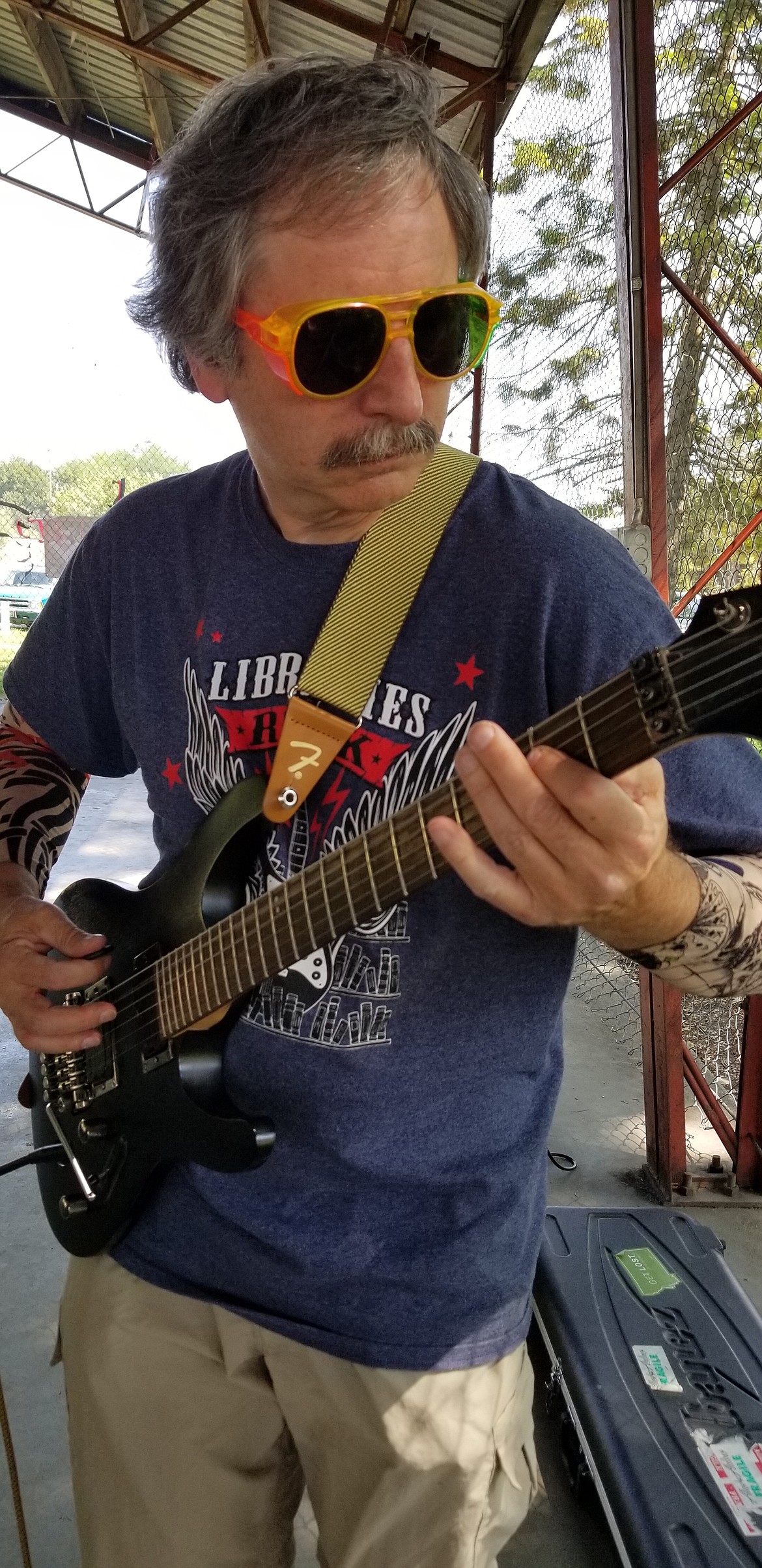 Boundary County Library Director Craig Anderson jams during &#147;Library Rock.!&#148;