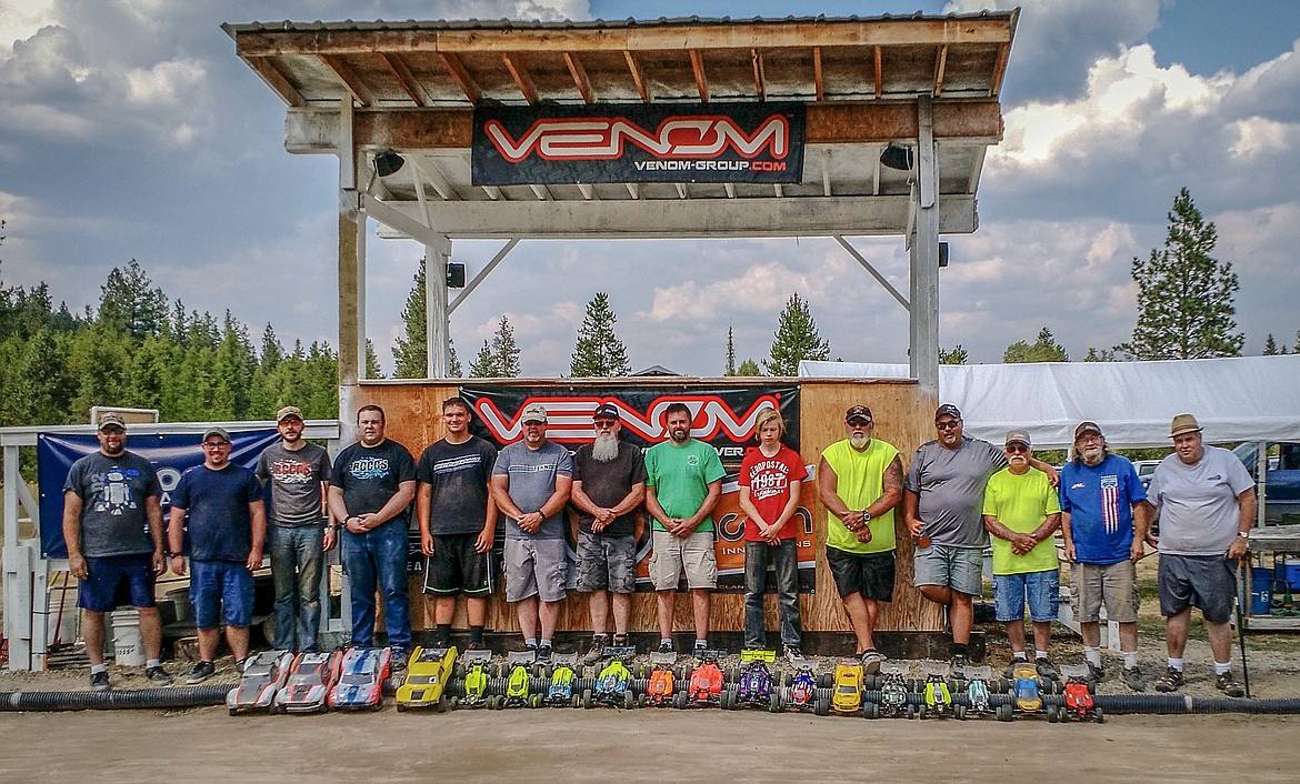 The racers line up with their RC cars after the Kootenai RC Racers&#146; Hot August Showdown on Sunday. (Courtesy photo)