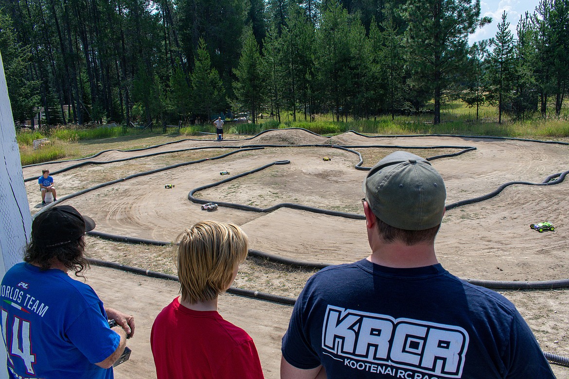 Drivers control their cars from the drivers&#146; stand during final races of the Kootenai RC Racers&#146; Hot August Showdown on Sunday. (Ben Kibbey/The Western News)