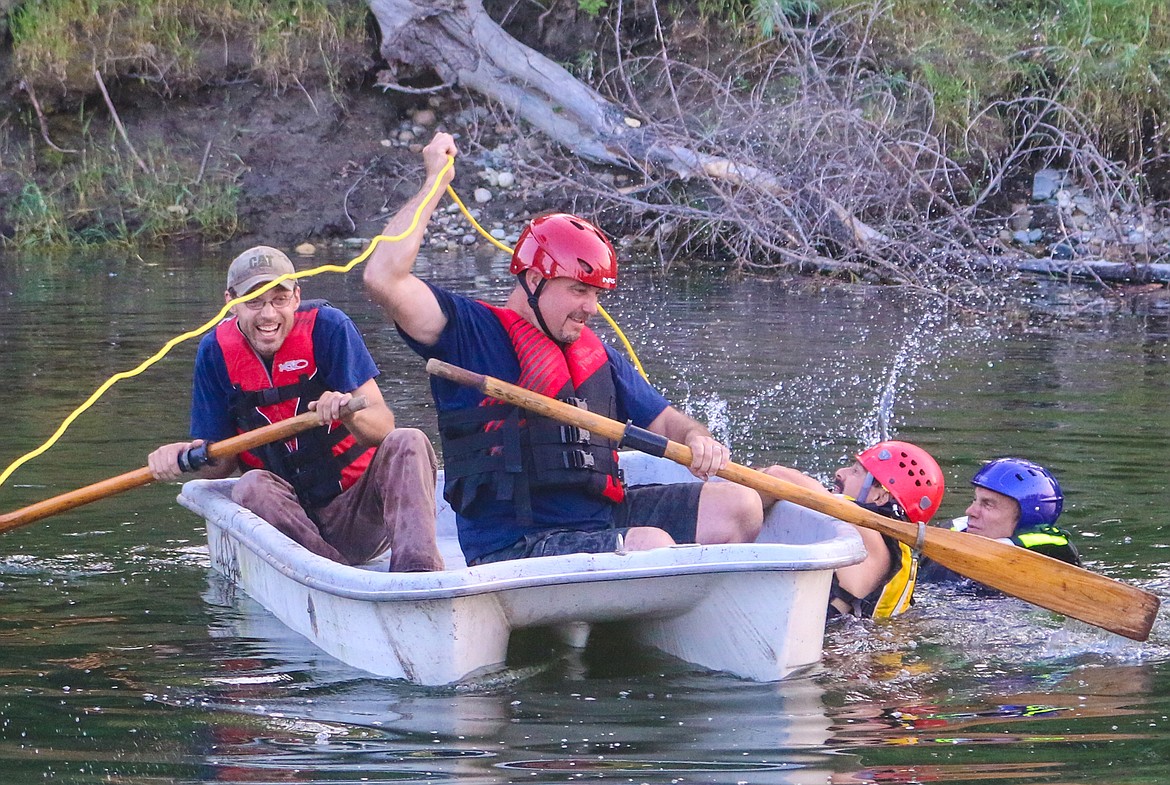 Photo by MANDI BATEMAN
The small boat was surprisingly stable, despite the mock victims trying to pull it over, something that can happen in a real life situation.