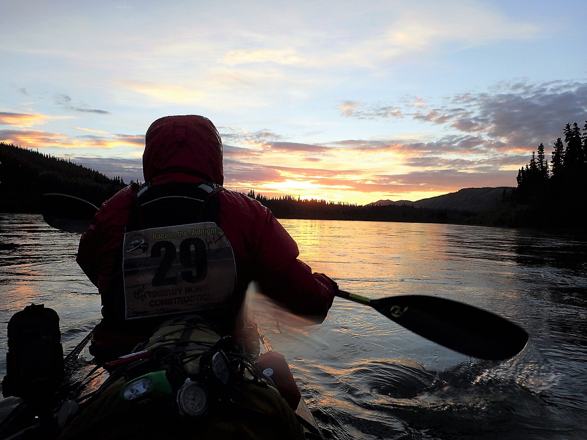 Courtesy Photo
The team paddled through the water and into the &#145;Midnight Sun&#146; during the race.