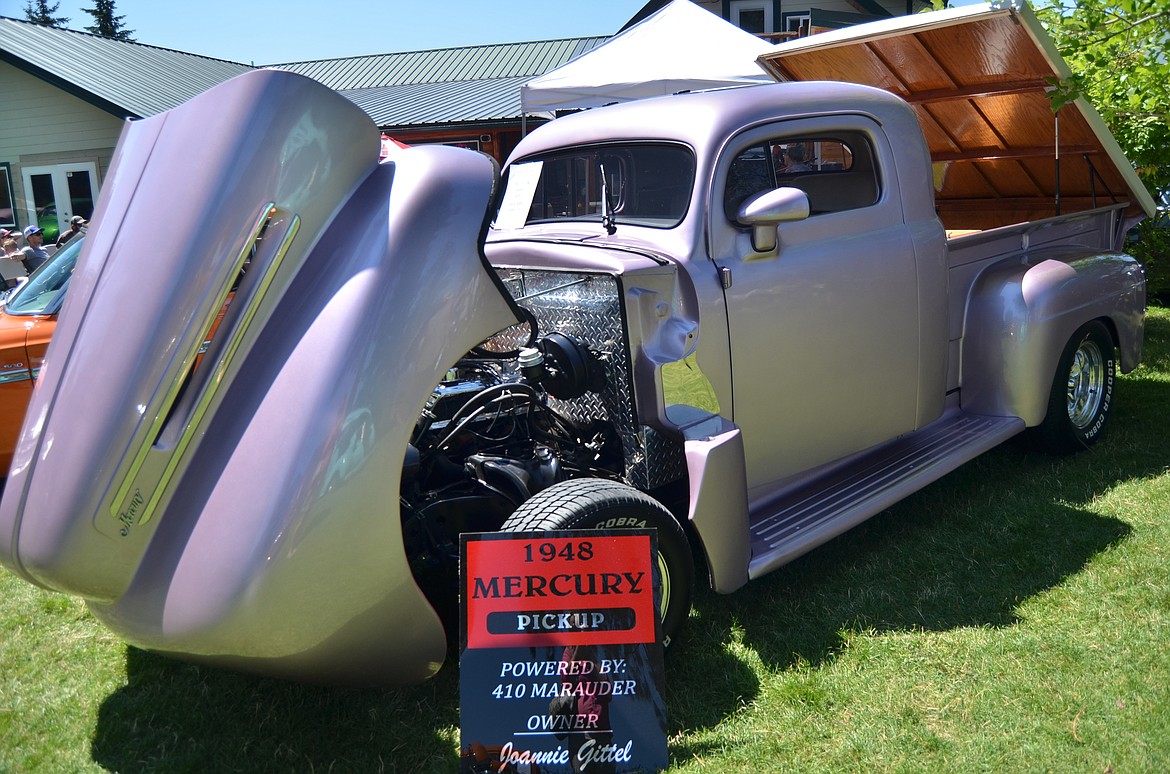 This stunning 1948 Mcury Pick-up sparkled in the sun at the car show, owned by Joanne Gittel of Kingston, Idaho (Erin Jusseaume/ Clark Fork Valley Press)