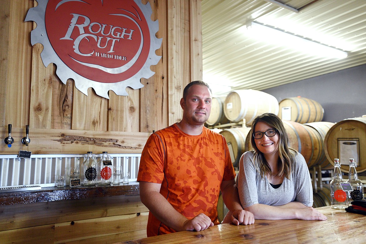 Jaden and Nikki Berends, owners of Rough Cut Hard Cider, on Thursday, July 26. (Casey Kreider/Daily Inter Lake)