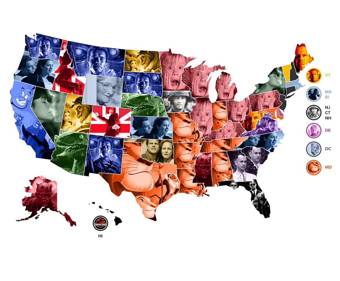Courtesy image
A map of &#146;90s movies nostalgia across the U.S.