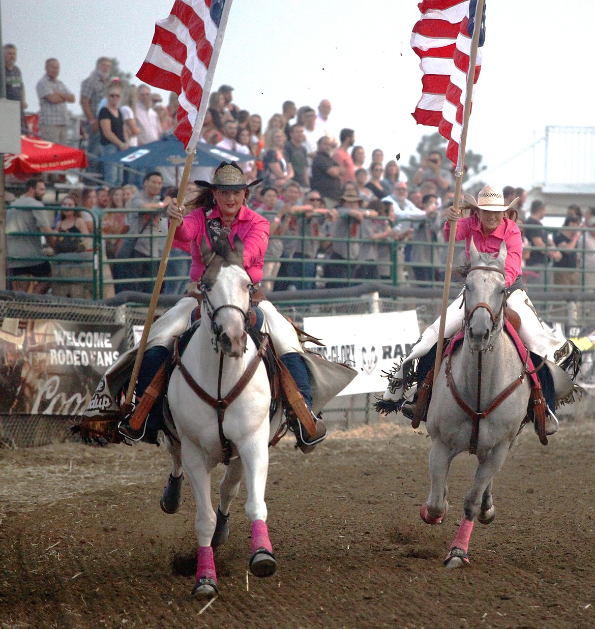 Rodney Harwood/Columbia Basin Herald
Every rodeo starts with bringing Old Glory into the arena and the 75th annual Moses Lake Roundup was no different on Thursday night at the Grant County Fairgrounds.