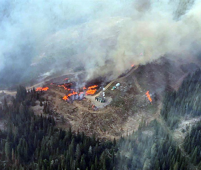 A new wildfire burns near the Pinkham repeater site on the Kootenai Forest on Saturday. (Kootenai Forest photo)