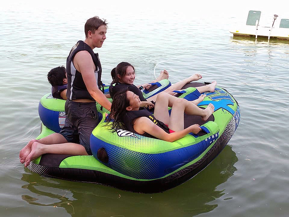 Moses Lake-Yonezawa Sister City Exchange Program/courtesy photo
Students from Moses Lake and Japan prepare for an inner tube ride on Moses Lake.