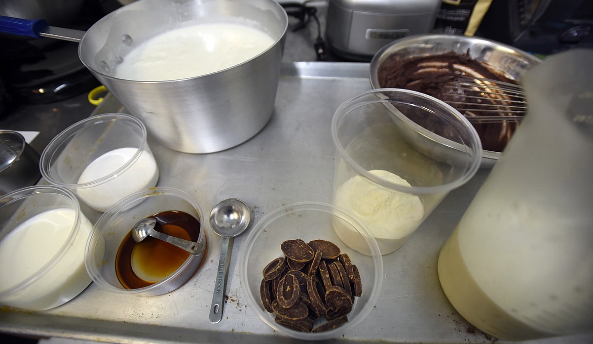 A tray full of goodies is the prep station for the gelato being made at Bonjour Bakery and Bistro in Kalispell. Opening day is slated for Wednesday, August 8.(Brenda Ahearn/Daily Inter Lake)