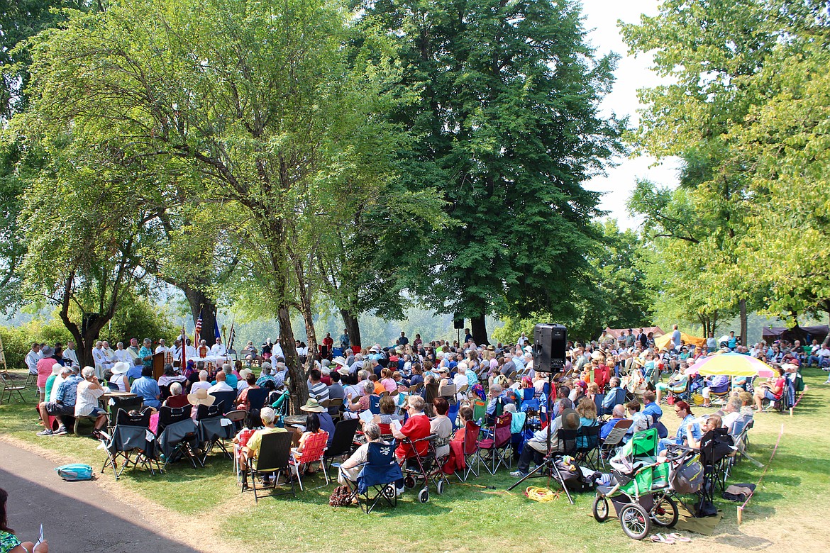 This year&#146;s Coeur d&#146;Alene Tribe Pilgrimage and Feast of the Assumption of the Blessed Virgin Mary was well attended. Many were forced to stand or sit around the designated seating area from Mass due to the event&#146;s high turnout.