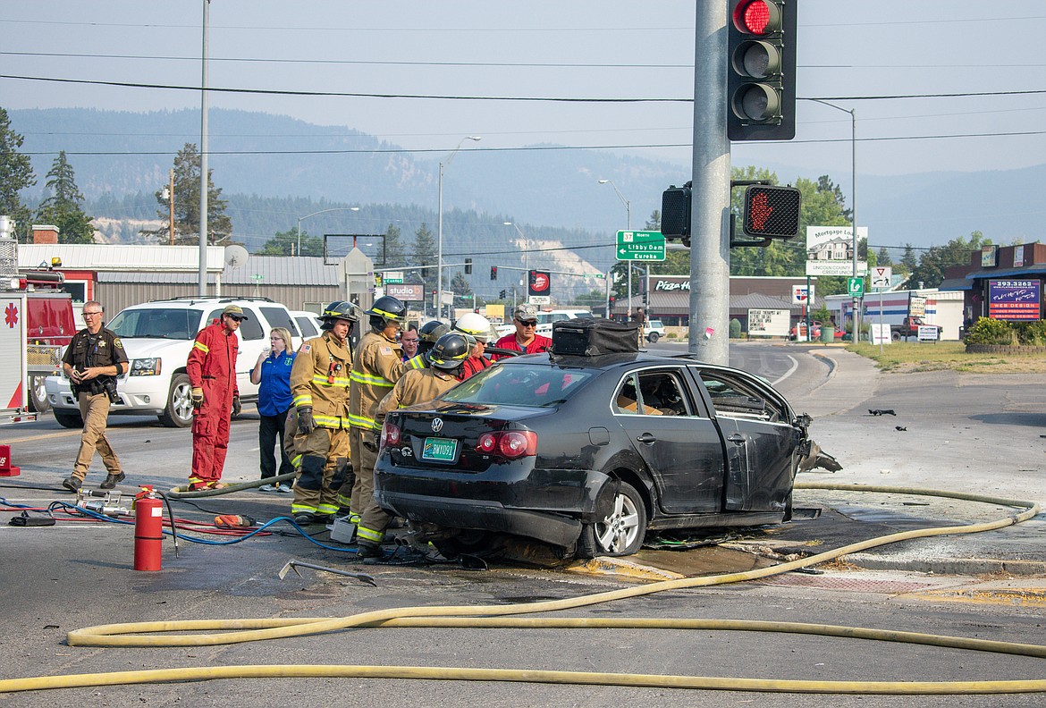 Taylor Ray Alford, 31, of Missoula was killed 5:07 p.m. Thursday after crashing into a light post at Highway 2 and Idaho Avenue in Libby. Investigators are looking into whether a medical emergency was the cause.  (Ben Kibbey/The Western News)