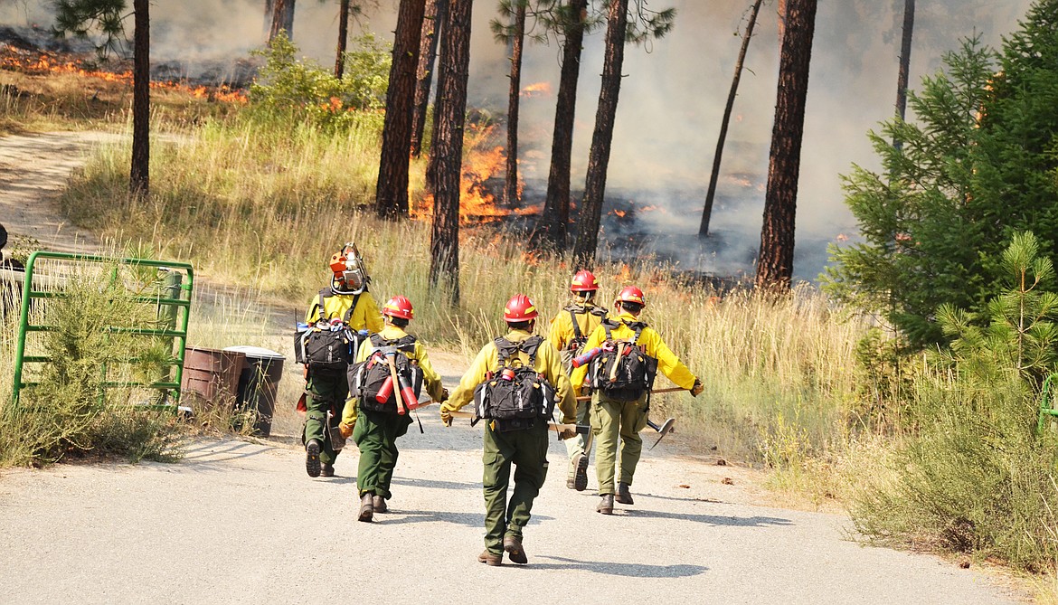 Firefighters respond to a blaze in Weeksville on Friday, Aug. 10. (Erin Jusseaume photos/Clark Fork Valley Press)